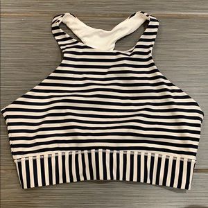 Athleta High Neck Striped Bra